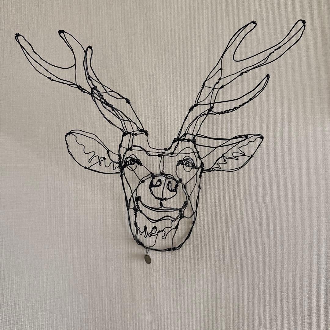 HAYU さん　ワイヤーアート 鹿　シカ　刻印付き 受注制作】【上質なワイヤーアート 金色ノ鹿】 ワイヤーアート