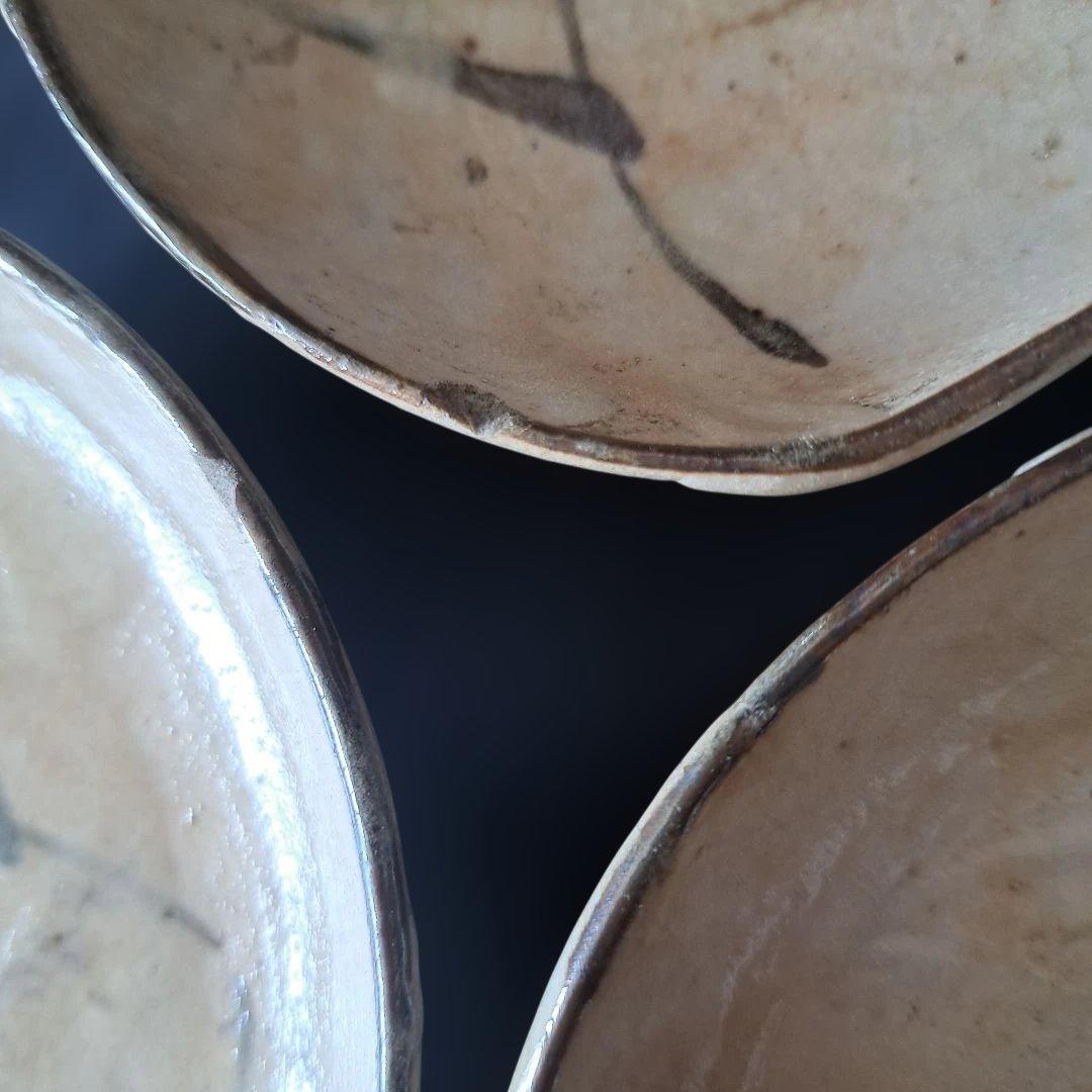 渋さ 枯れ味 志野焼の魅力！」 志野皿(幅14cm)5客セット 箱付き 骨董ア