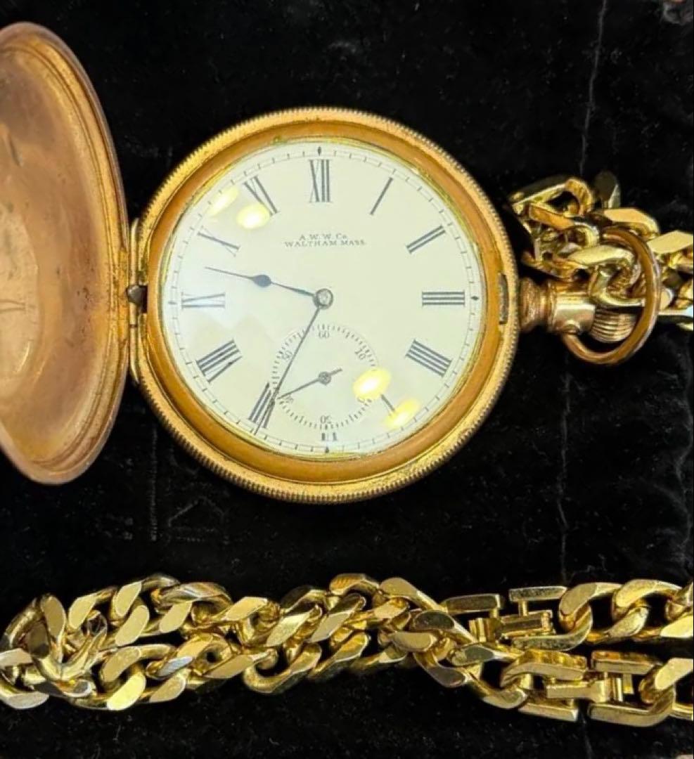 H*K様 Waltham 懐中時計　稼働中 WALTHAM 八角形懐中時計 ゴールド WALTHAM 八角形懐中時計 ゴールド