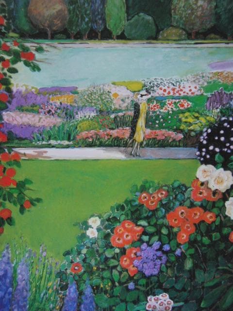 カシニョール、公園の小径、希少な大判額装用画集より、新品高級額装付