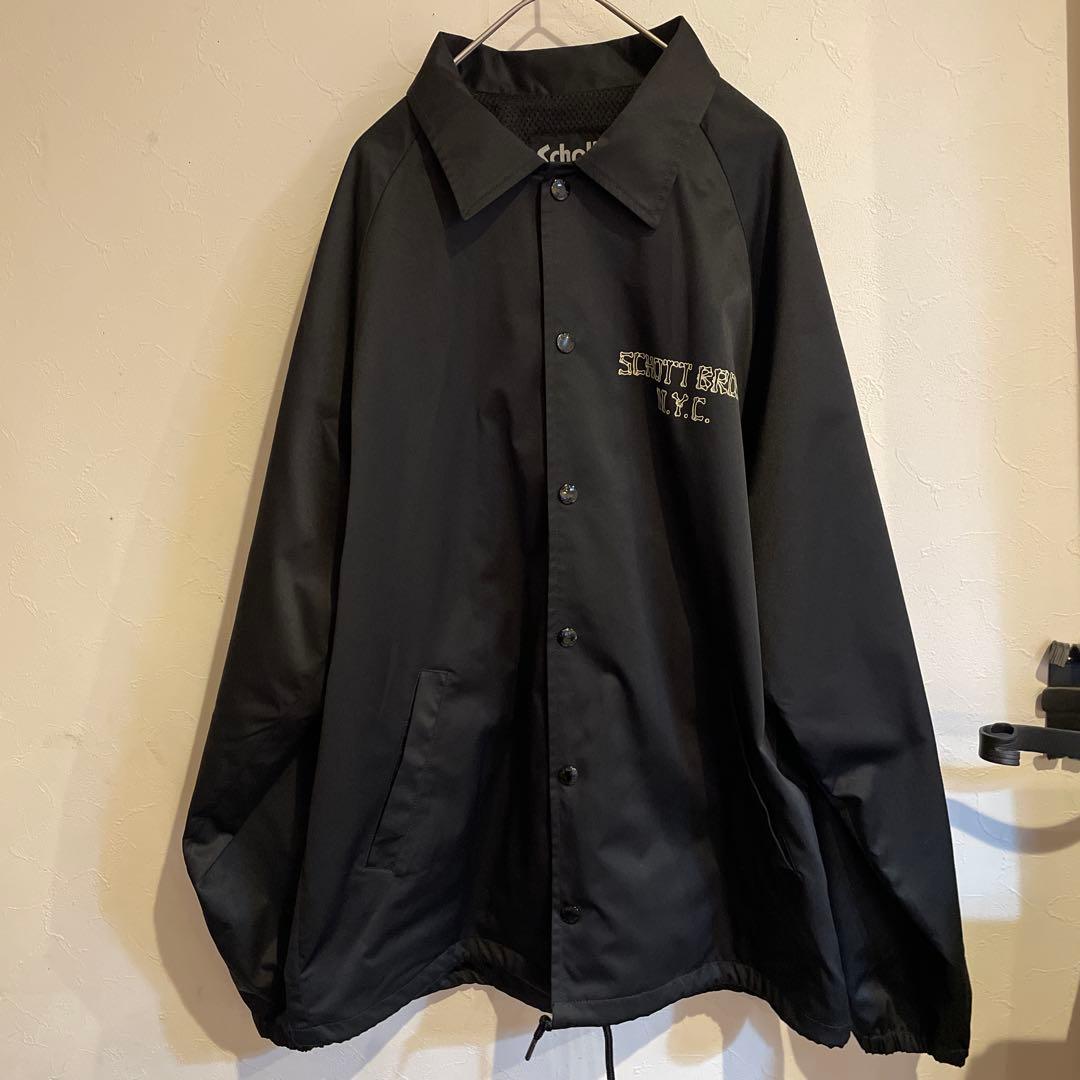 Schott N.Y.C. ブラックナイロンコーチジャケット Lサイズ【美品】 Schott N.Y.C（ショット） ナイロンジャケット Schott/ショット/ZIP