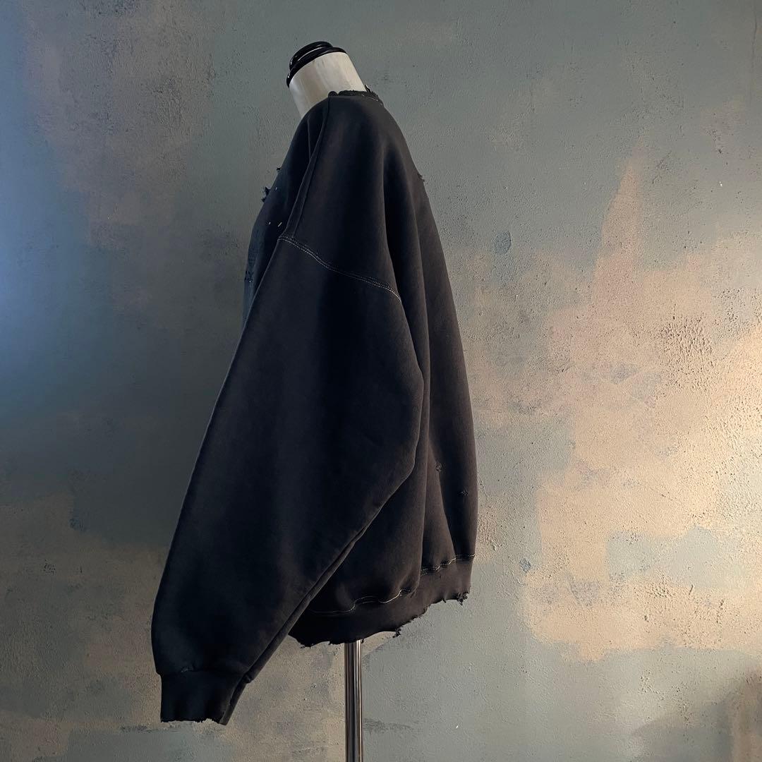 80s 万国旗“adidas”墨黒“XL“USA製“ペンキ”boro sweat