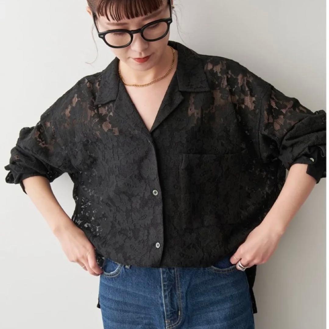 Spick and Span スピックアンドスパン レースオープンカラーシャツ レースオープンカラーシャツ（シャツ/ブラウス）｜Spick & Span