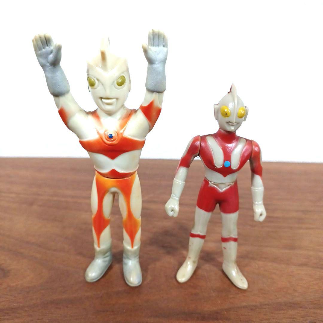 当時物ポピー製 ウルトラマン＆ウルトラマンA 希少ソフビペンダント頭