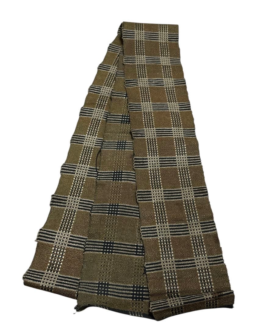 ユ190半幅帯 裂織 格子柄 正绢 着物帯　仕立て上り 帯｜千成堂着物店 公式オンラインショップ ユ190半幅帯 裂織 格子