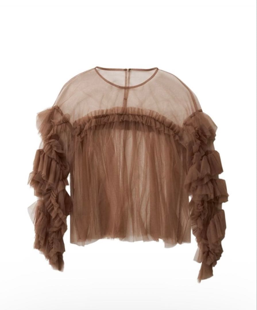 新品/即日発送decorative tulle tops ブラウンチュールフリル decorative tulle tops | ANDRESD