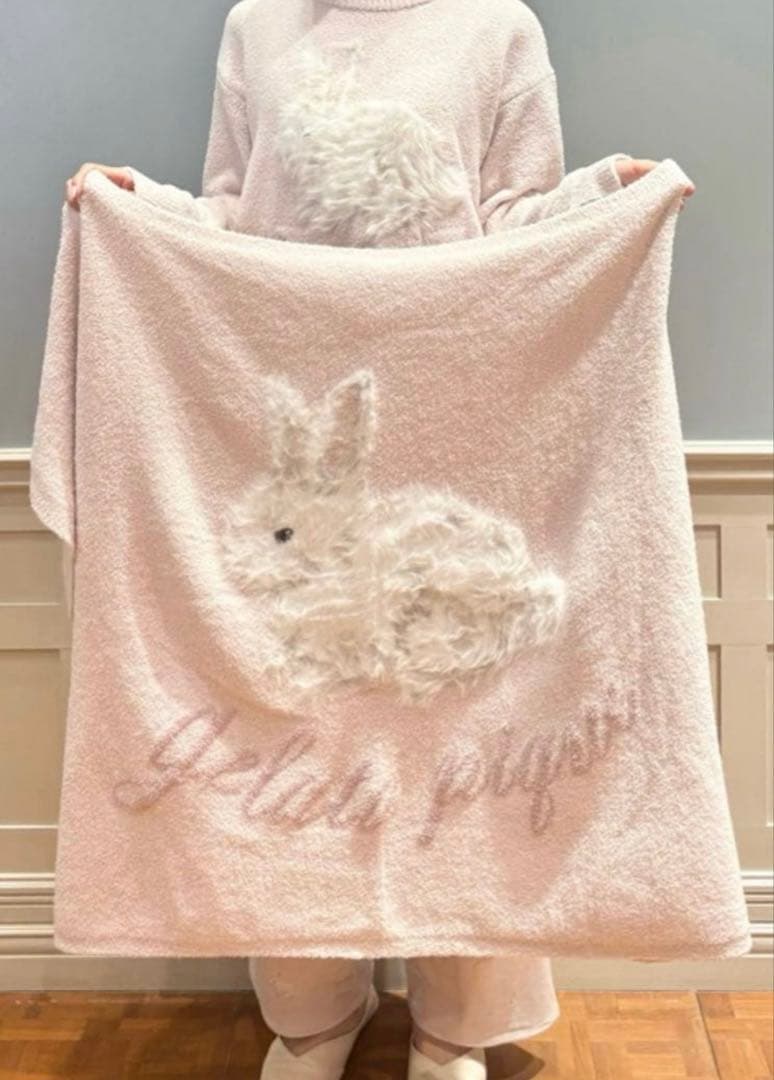ジェラートピケ ラビットモコブランケット ピンク gelato pique（ジェラートピケ）の「ベビモコラビットジャガード