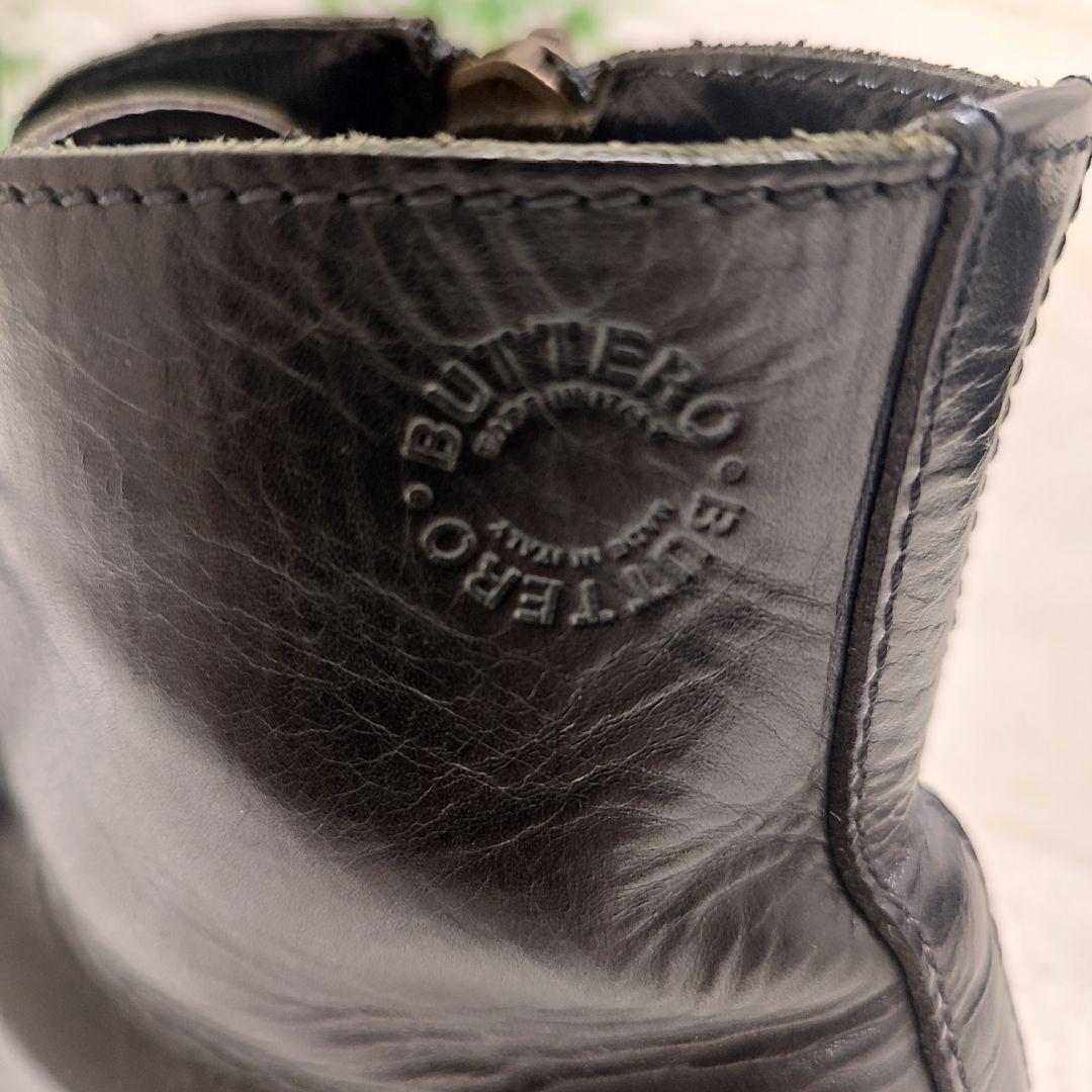 美品BUTTERO(ブッテロ) サイドジップワークブーツ ブラック26cm 40