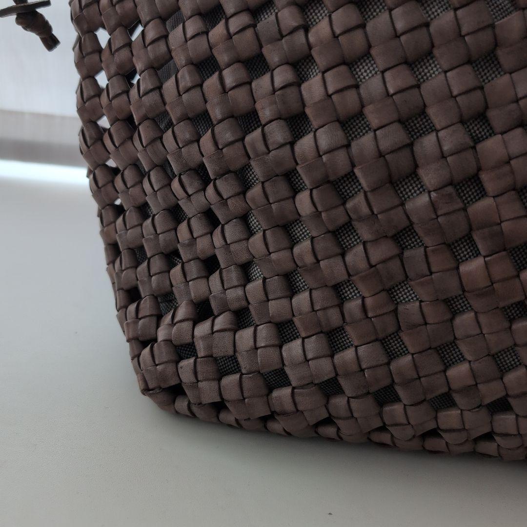 新品 レザー メッシュ バッグ編み込みかごren muzica vita A4 メッシュ