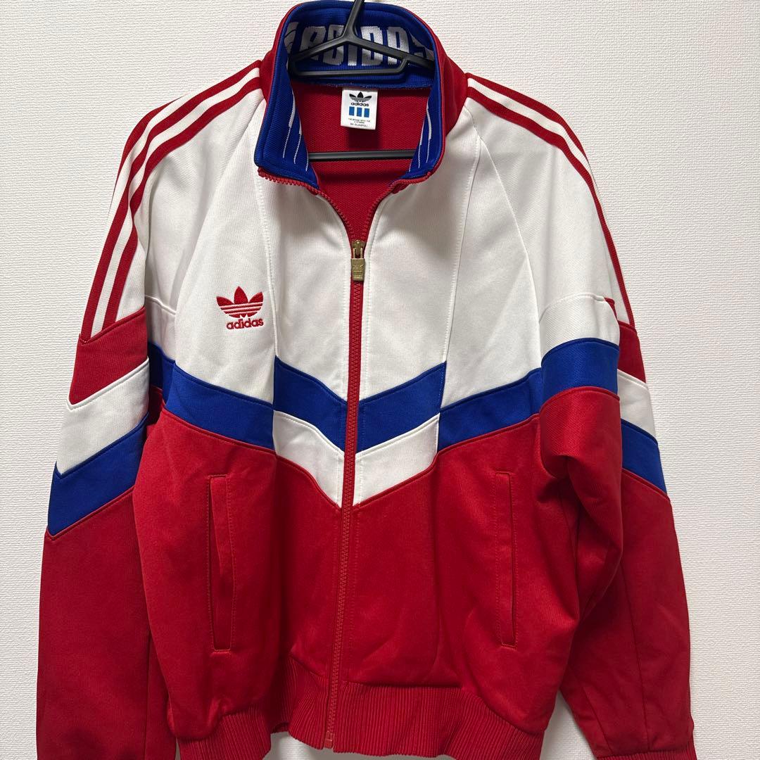 adidas ジップアップジャケット 赤/白/青 - メルカリ