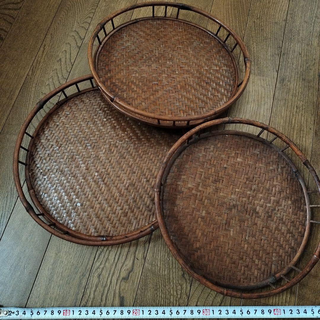 昭和 レトロ 煎茶道具 竹節縁 竹編 網代盆 3点セット 2026年最新】網代盆の人気アイテム - メルカリ