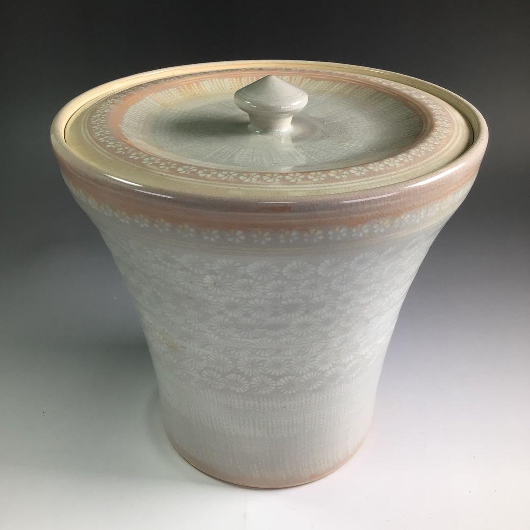 P804 水指 『平安 開山造』『礼賓手三嶋』『末広水指』 共箱