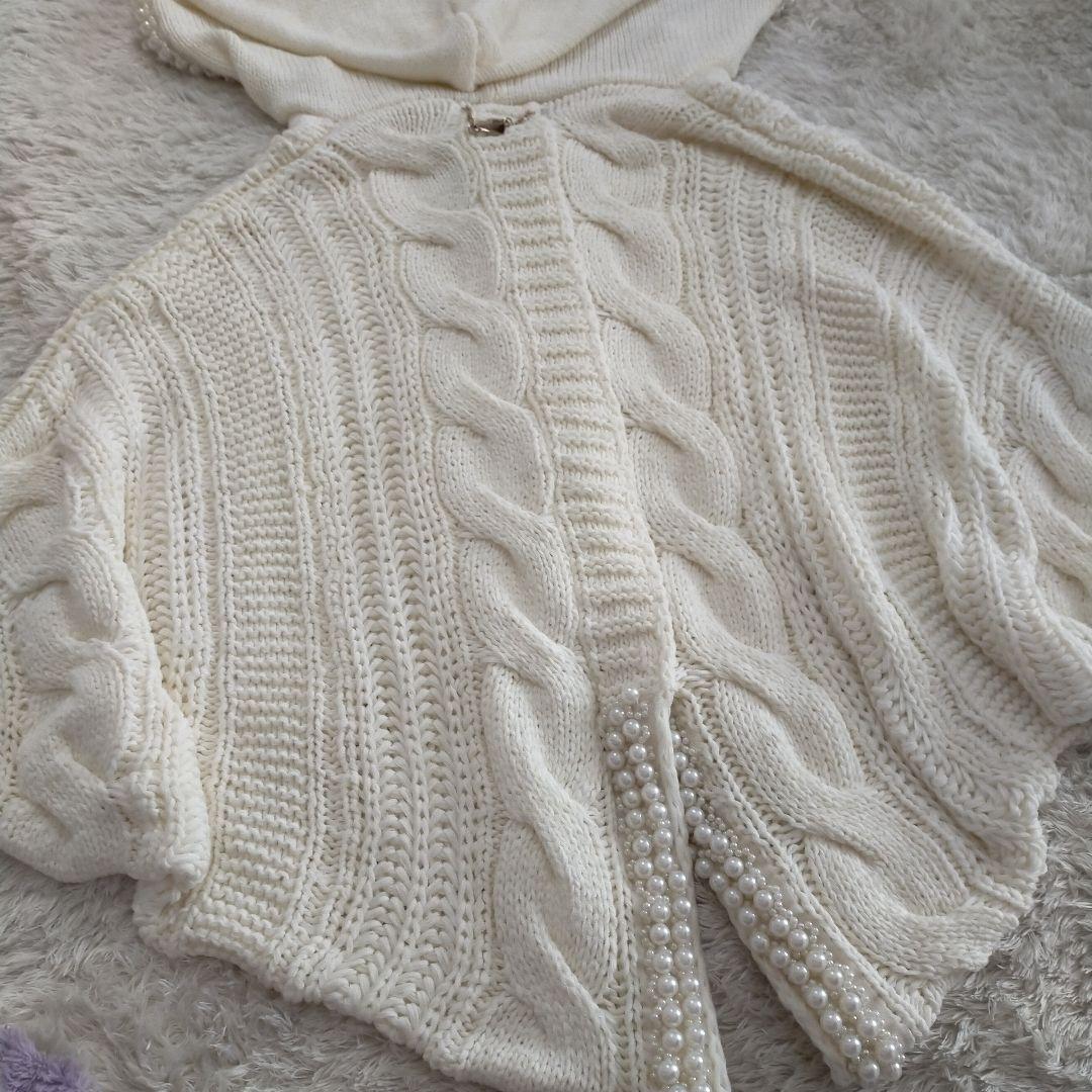 希少 ダチュラ ドルマン パール ケーブルニット アウター 平成 ギャル