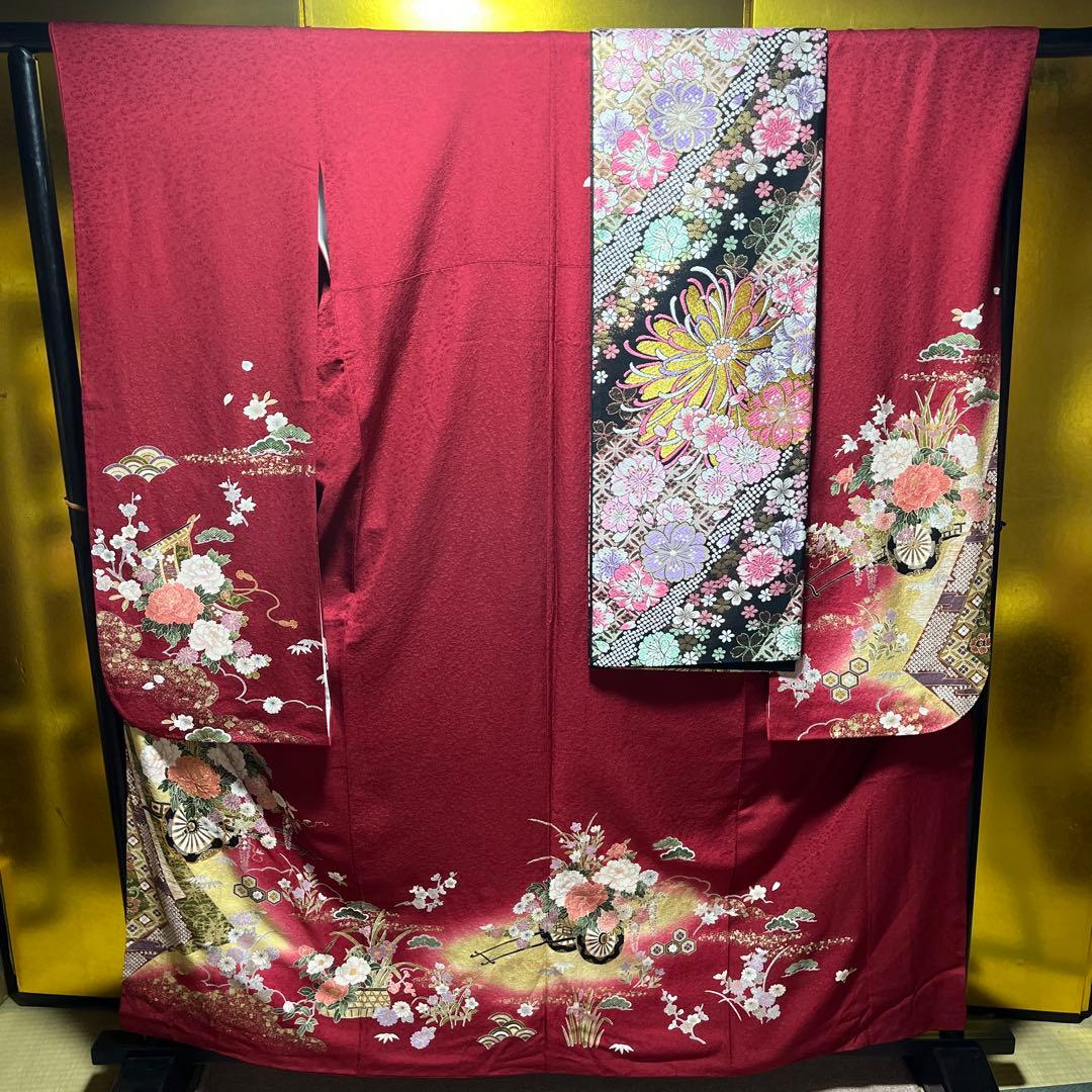 ☆年末特別お値引き☆☆振袖　帯　セット売り　成人式　正絹 楽天市場】【レンタル】【振袖 正絹着物+正絹袋帯 21点セット 絵羽