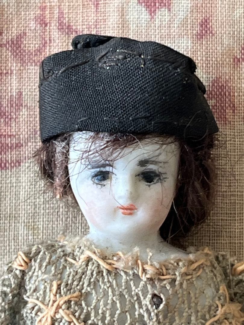 アンティークビスクドール陶器小さなドールミニョネット レトロ人形