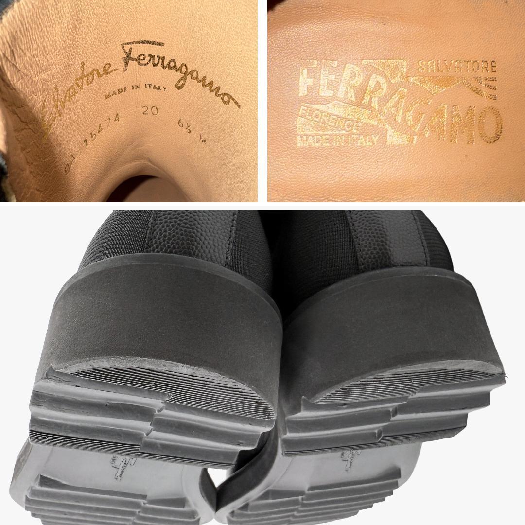 定価17万【極美品】フェラガモ サイドゴアブーツ バックロゴ 背面ロゴ