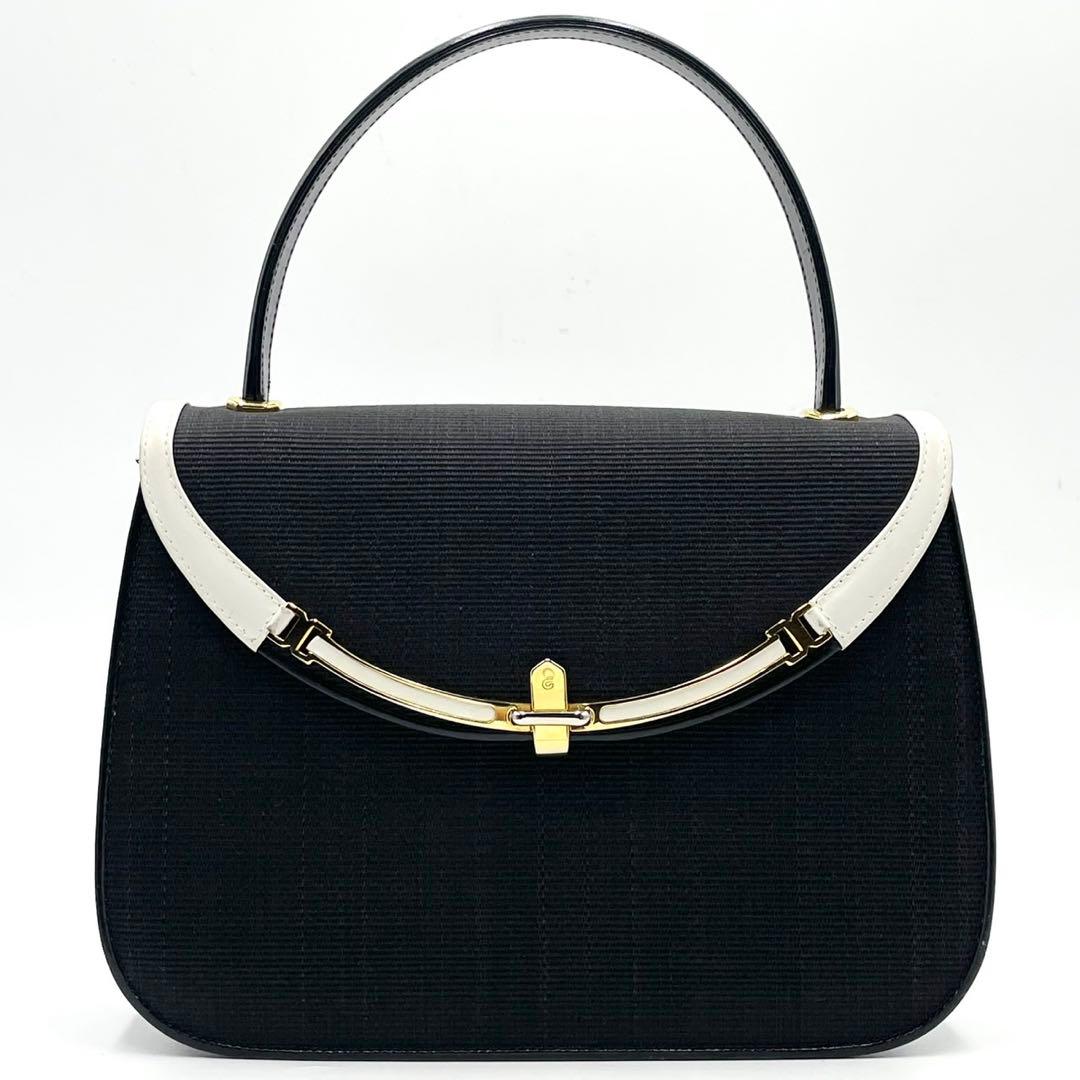 美品○ COMTESSE コンテス ハンドバッグ ホースヘアー ブラック レザー