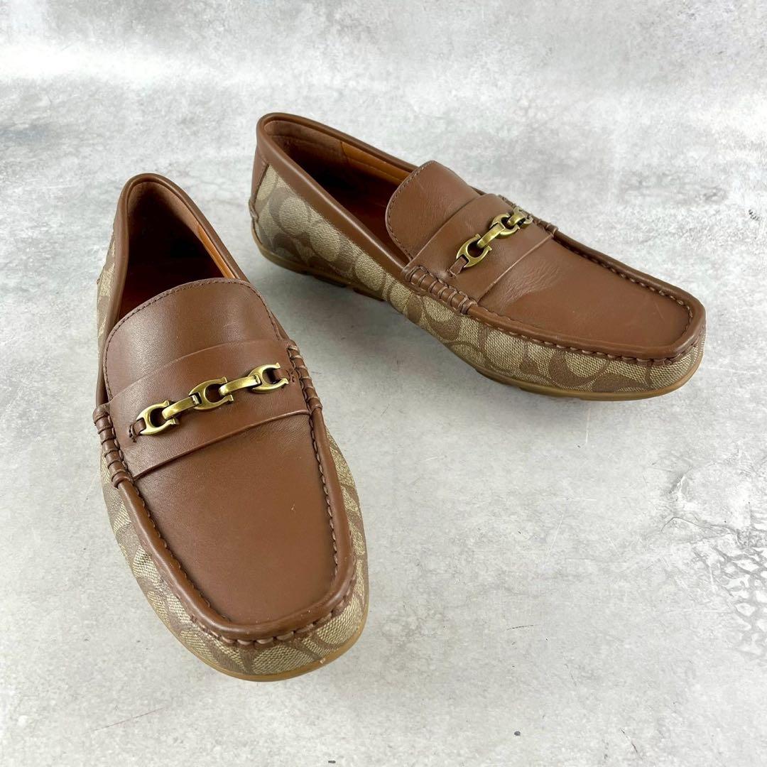 美品 COACH シグネチャー ローファー 靴 ホースビット 25.5 【185