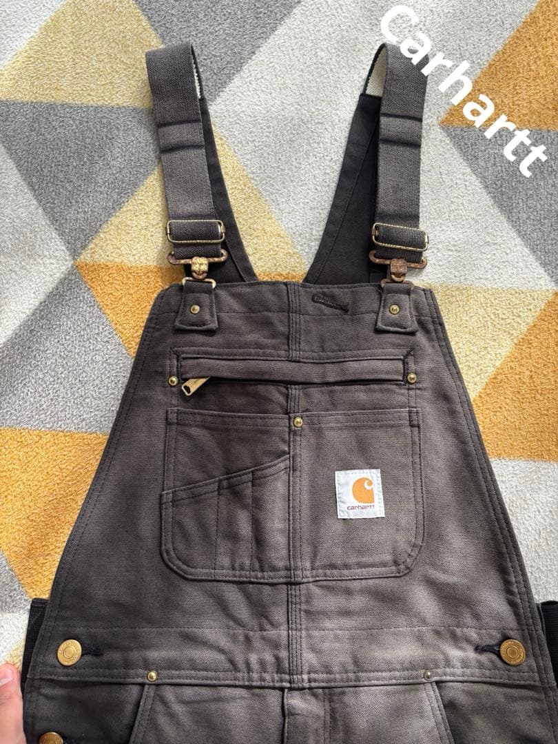 カーハート ダブルニー ブラック オーバオール アメカジ 30×32 中古・古着通販】CarHartt (カーハート) ダブルニーオーバーオール