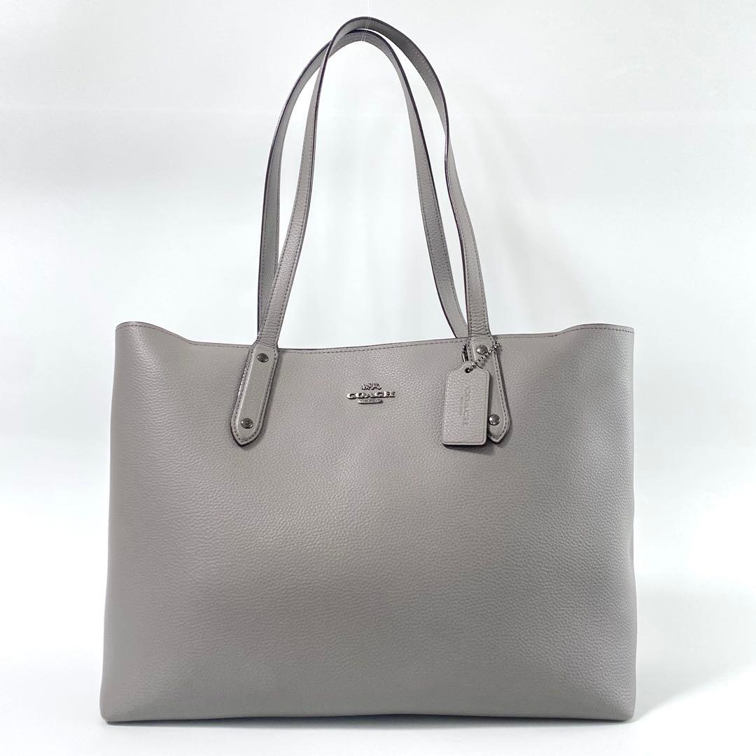 コーチ COACH レザートートバッグ グレー A4可 - メルカリ