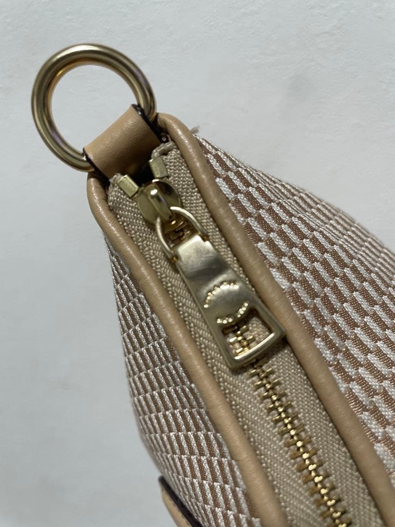 極美品☆COACHコーチ2wayショルダーバッグ 格子柄 ベージュゴールド