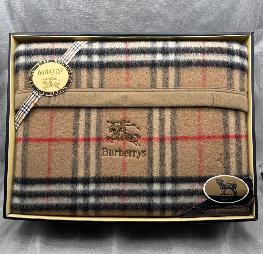 未使用品　Burberrys バーバリーズ　ノバチェック純毛毛布　ブランケット 未使用 Burberry 純毛毛布 ノバチェック柄 ベージュ 140×200 - メルカリ