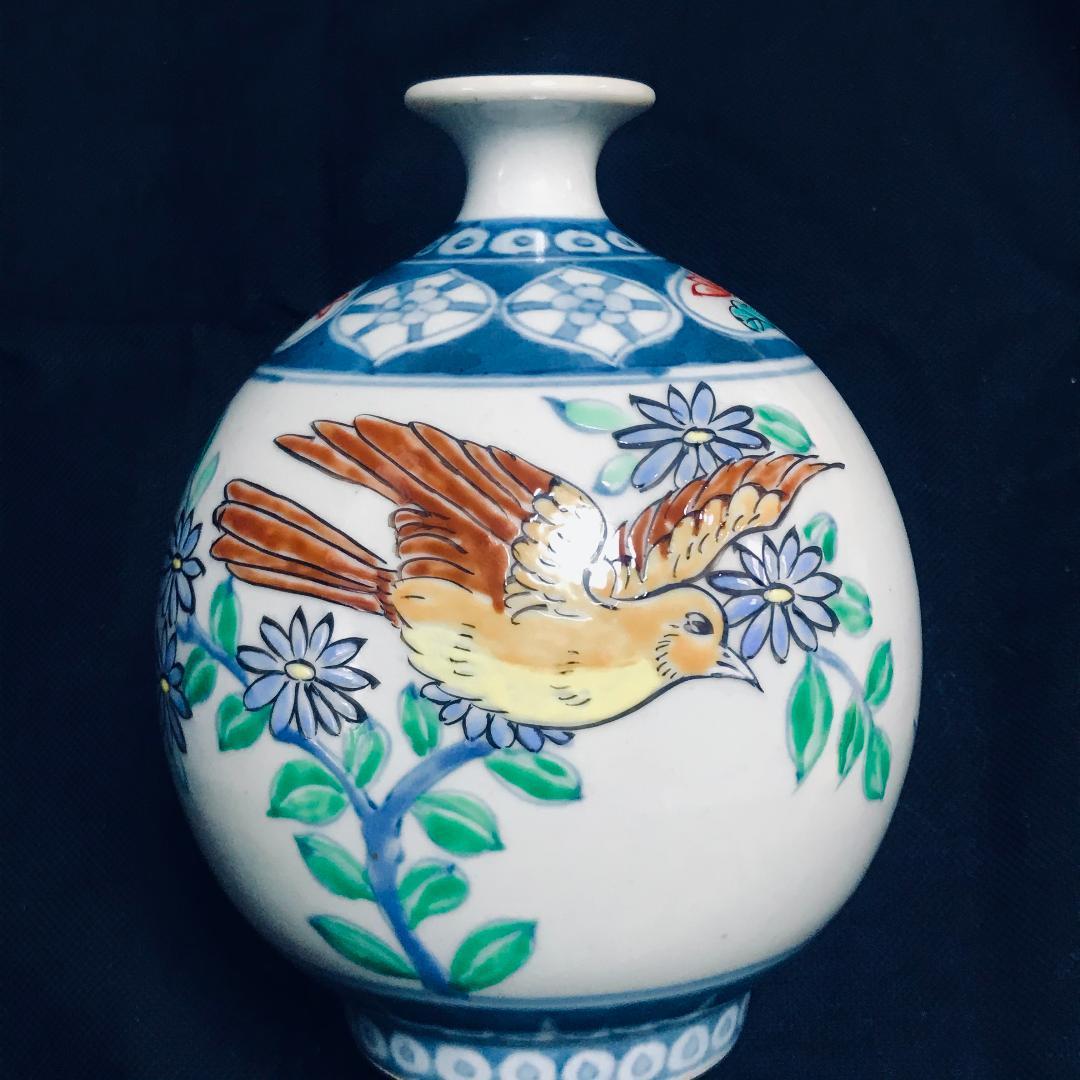 有田焼 五代佐藤走波 染錦花鳥文 一輪挿し つぼ - メルカリ