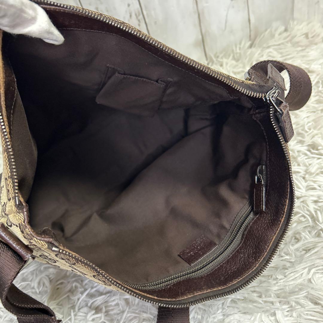 GUCCI ショルダーバッグ GGキャンバス ロゴ レザー ブラウン GGの通販