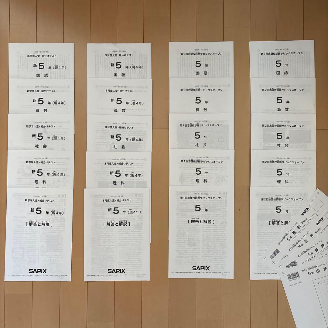 2025年 サピックス 5年生 入室組分けテスト、サピックスオープン 2025年 サピックス 5年生 入室組分けテスト、サピックスオープン
