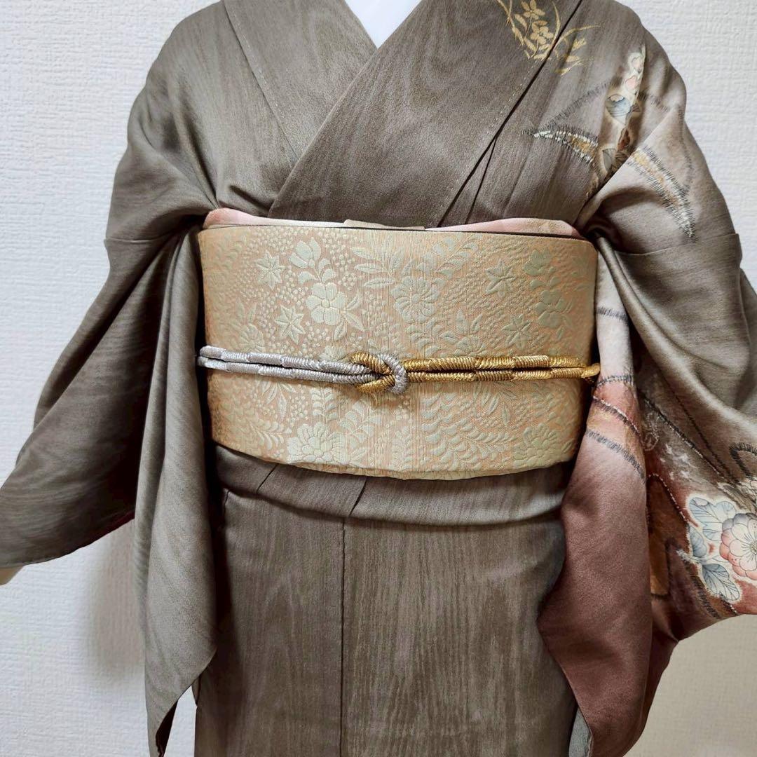 袷 正絹 辻が花 訪問着 フルセット 4点 S〜M 未使用近い 美品 カ②-4