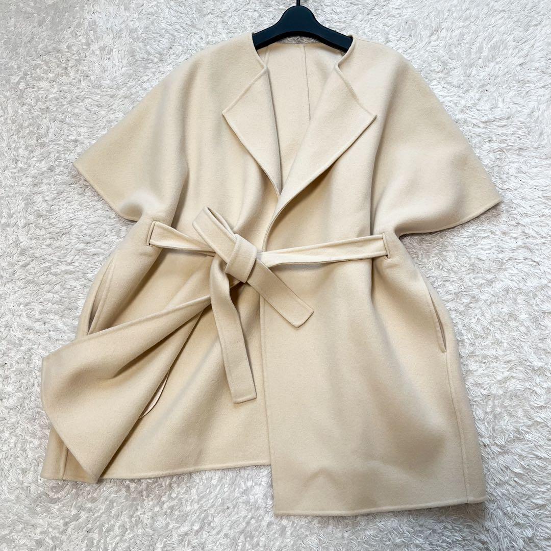 専用24AW スタニングルアー ウール リバーポンチョ ベージュ スタニングルアー STUNNING LURE 24AW ノーカラーリバーポンチョ