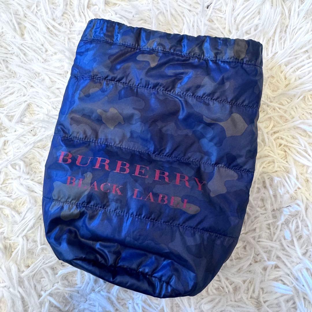 バーバリー ブラックレーベル 迷彩 ダウンジャケット 2way 袋付 M紺
