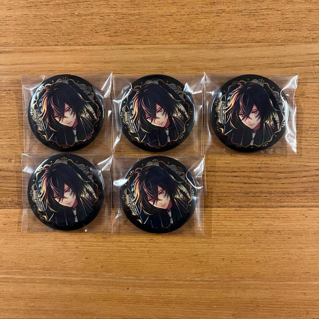 匿名発送]あくねこ 悪魔執事と黒い猫 4周年 缶バッジ バスティン×5