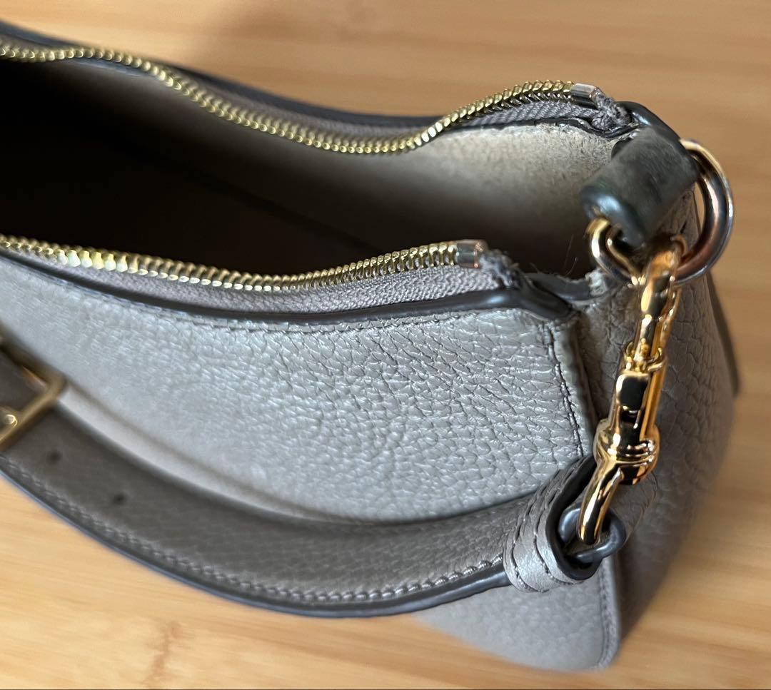 TORY BURCH グレー レザー ショルダーバッグ - メルカリ