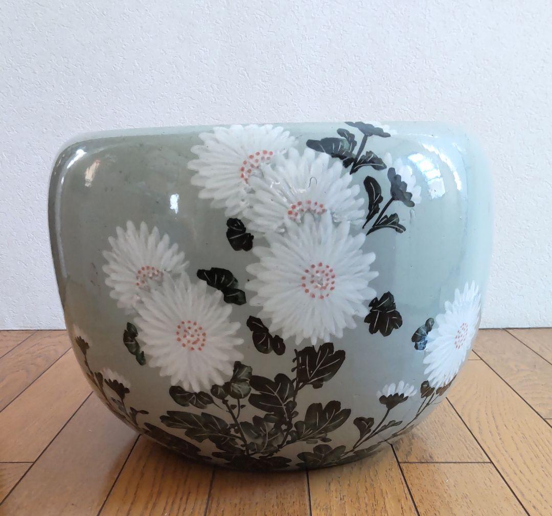 陶器製 火鉢 菊の図 手あぶり - メルカリ