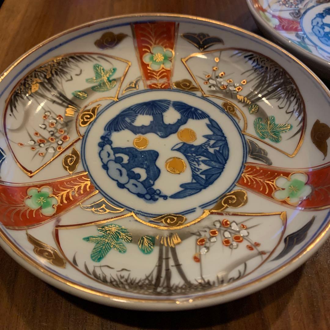 古伊万里金彩赤絵皿 江戸幕末 2枚 アンティーク皿 - メルカリ