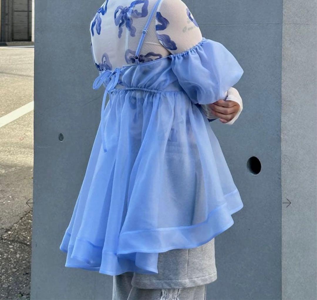 poppy あさぎーにょ オーガンジーオフショルダーキャミチュニック poppy あさぎーにょ オーガンジーオフショルダーキャミチュニック