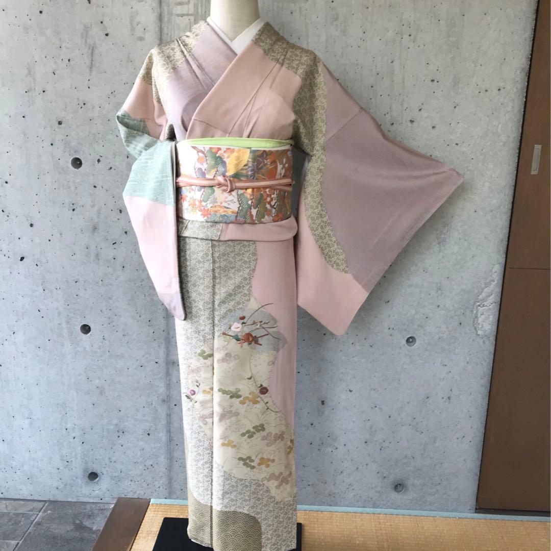 正絹　上質な訪問着　部分刺繍に金彩　袷　小さめサイズ 楽天市場】【新品】 訪問着 着物 正絹 袷 金駒刺繍 金彩加工 ピンク 桜