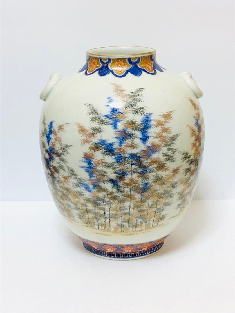 最終割引価格 明治 初期 有田焼 明治香蘭社 オールド香蘭社 色絵竹林文 花瓶 最終割引価格 明治 初期 有田焼 明治香蘭社 オールド香蘭社 色絵竹林文