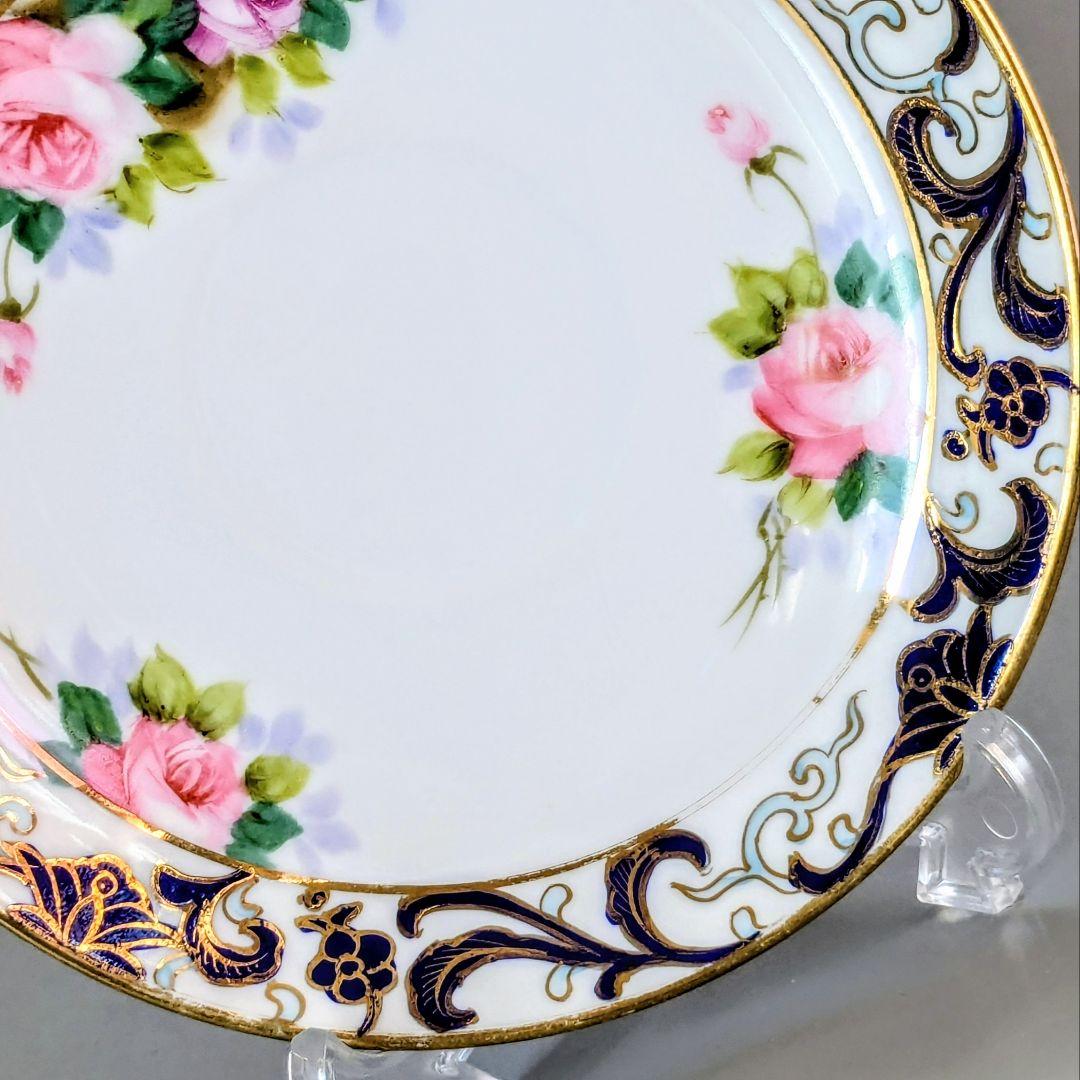 オールドノリタケ銘品!! 金彩藍帯薔薇図紋 キャビネットカップ