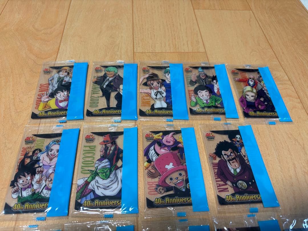 【40周年ジャンプドラゴンボール×ワンピース　コラボ　ウエハース】18枚 ドラゴンボール&ワンピース40周年コラボウエハースカード - メルカリ