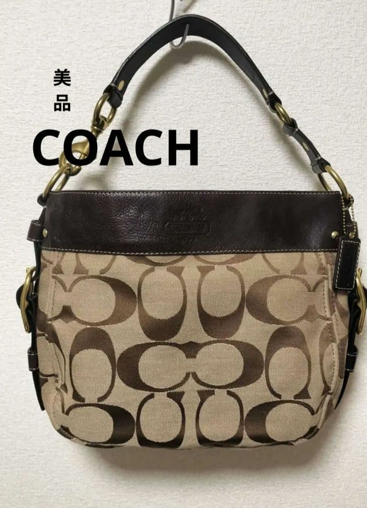 美品 COACH コーチ ショルダーバッグ ベージュ/ブラウン COACH（コーチ） ショルダーバッグ フリ- ブラウン系その他 レディース