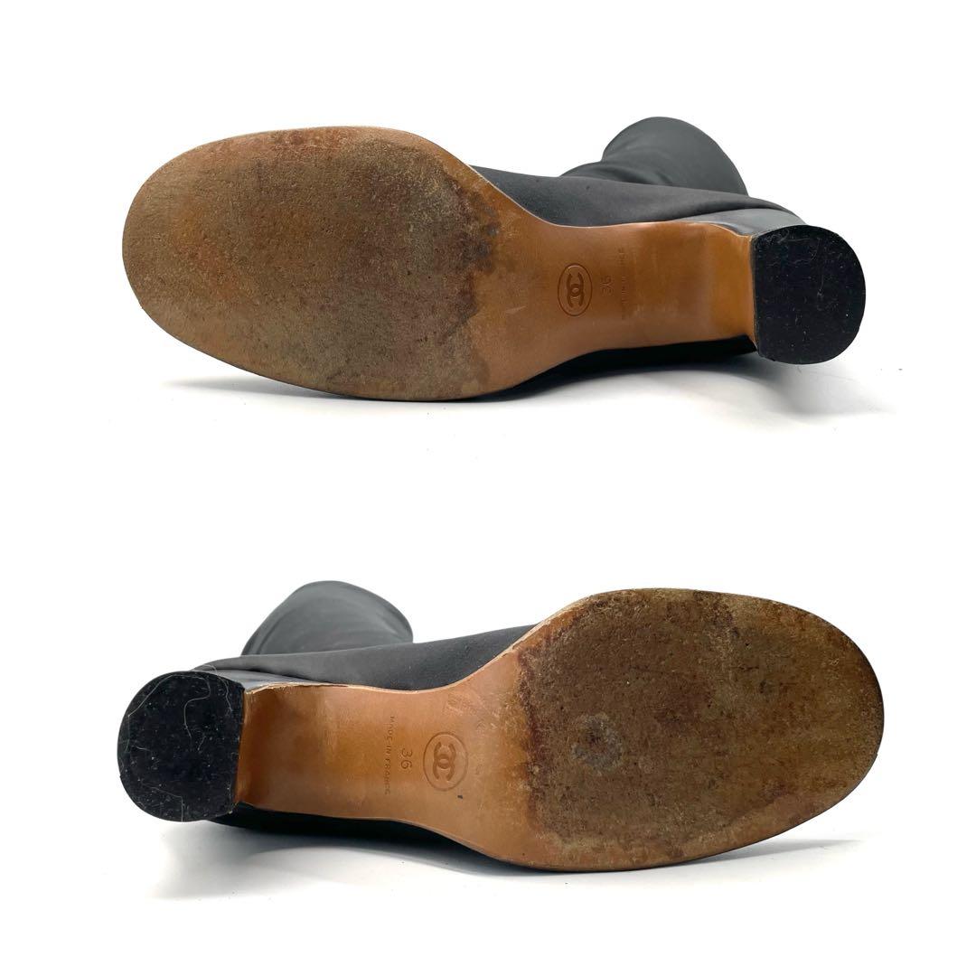 《超美品》シャネル ストレッチ ココマーク ロングブーツ ブラック 黒系 36