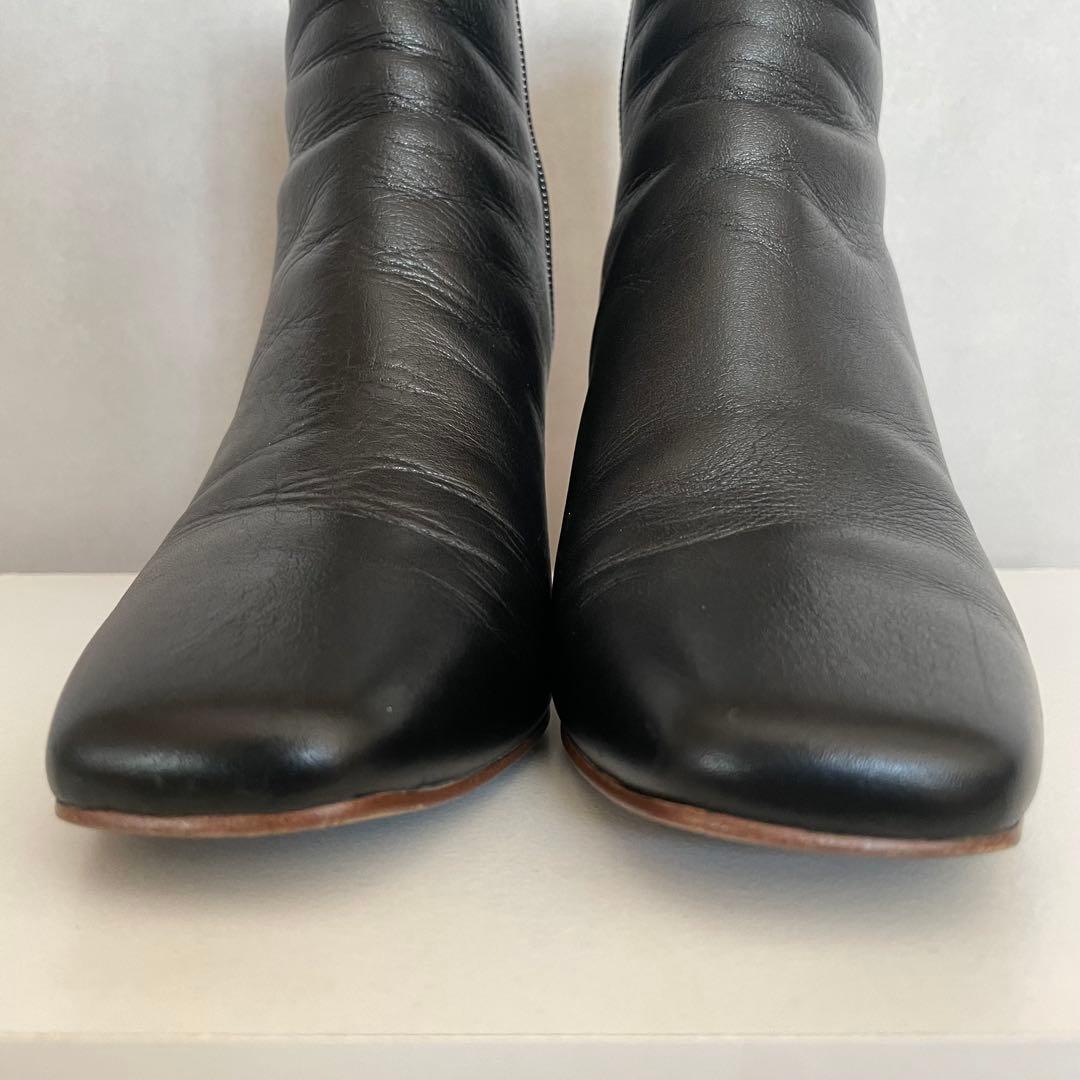 ダイアナ スクエアトゥ サイドジップブーツ 23.5 ミドル丈チャンキー