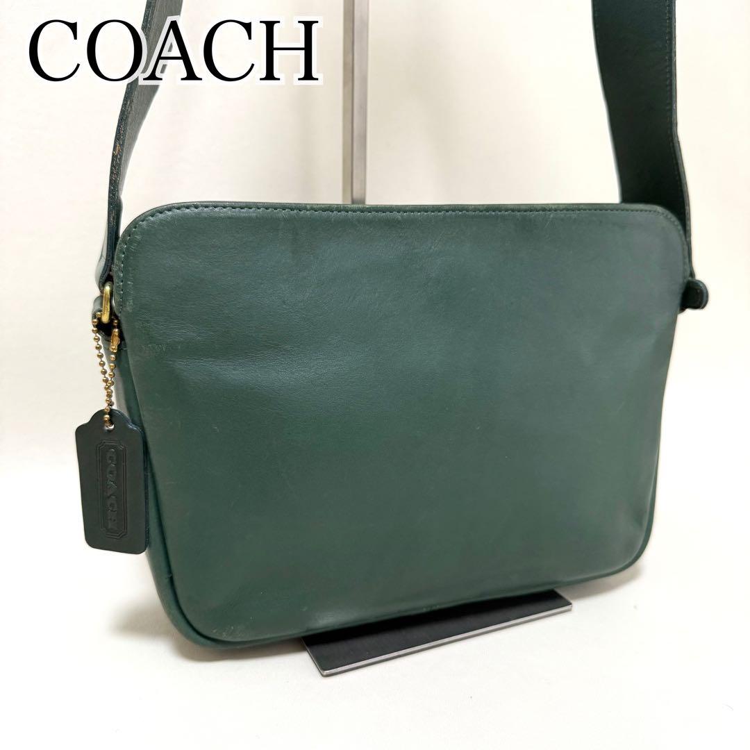 希少✨オールドコーチ✨USA製 レザーショルダーバッグ グリーン COACH