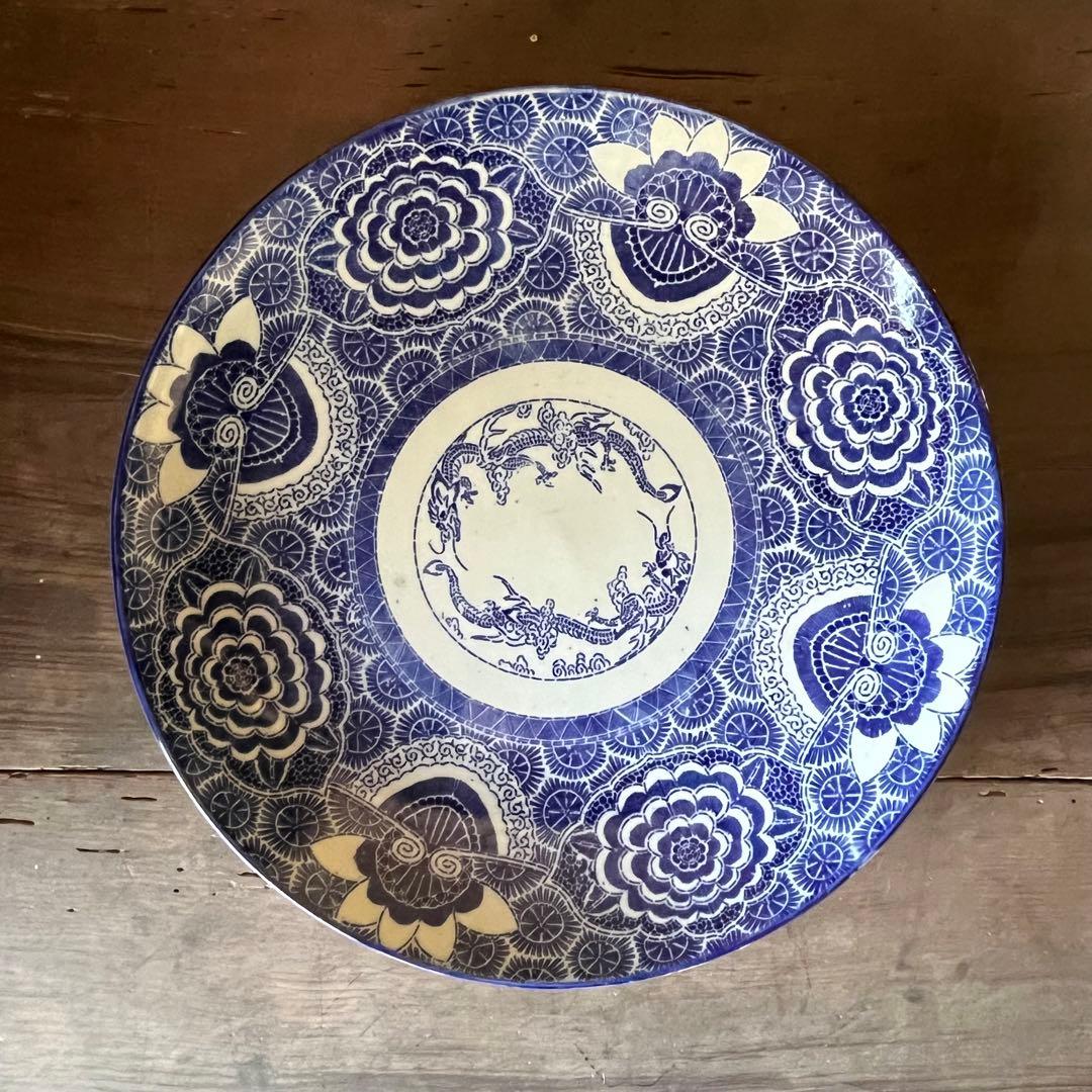 古伊万里 大皿 一尺五寸 印判 染付 龍 45cm - メルカリ