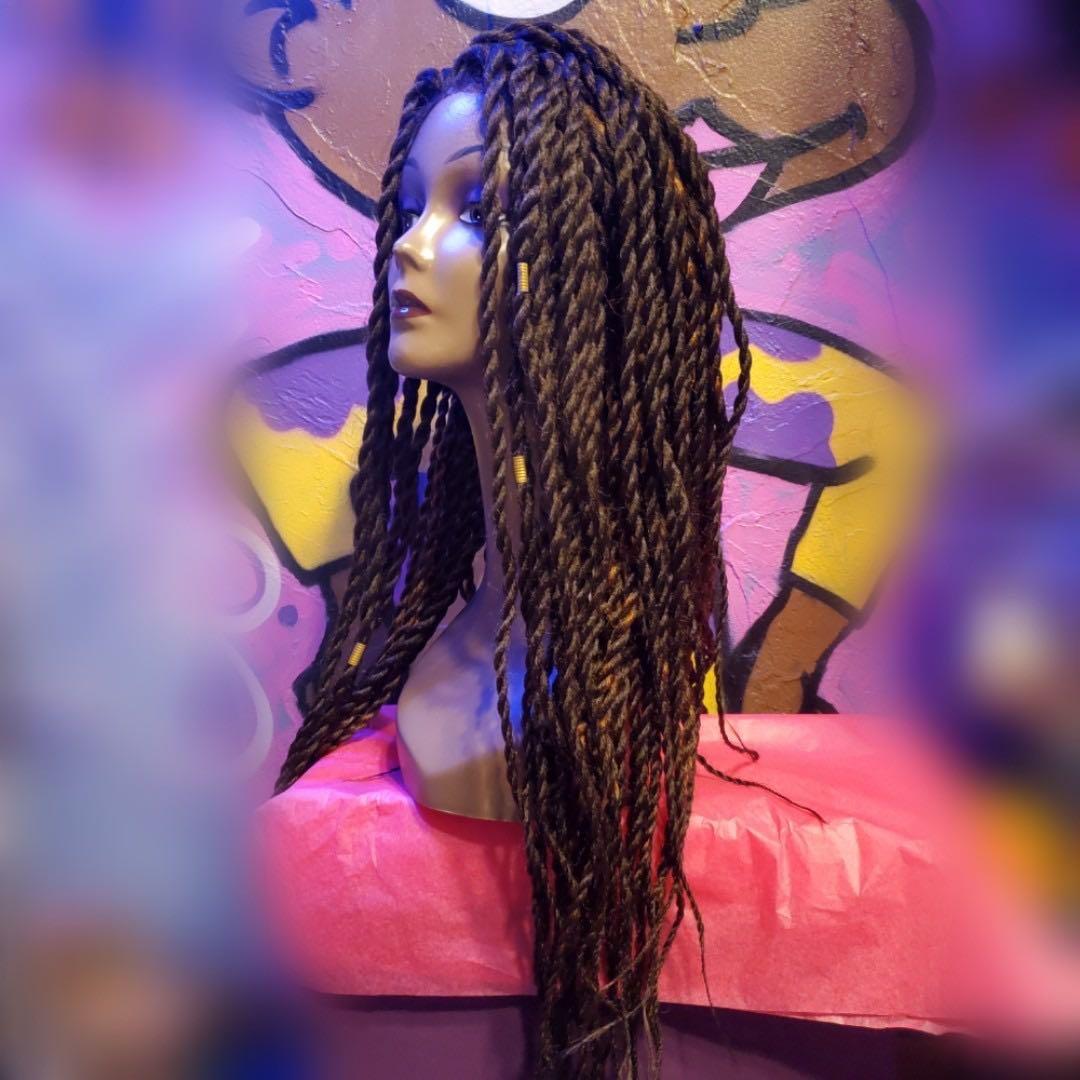 エボニーウィッグ ロング タイトロープウィッグ レースフロント 黒