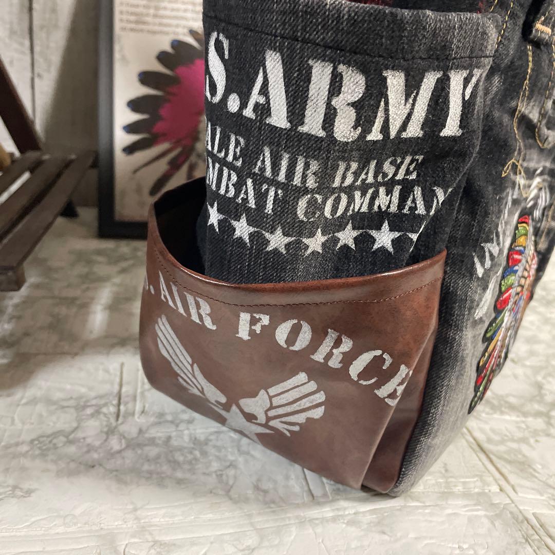 No.542 デニムリメイクバッグ 肩掛けトートバッグ キャット