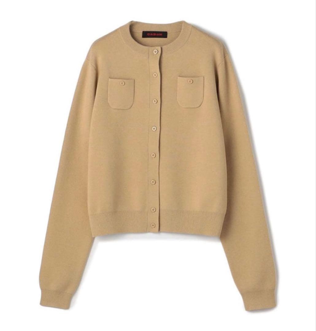 コットンカシミヤ クルーネックカーディガン　CABaN ベージュ CABaN（キャバン） カーディガン コットンカシミヤ クルーネック