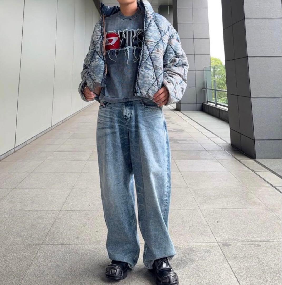 DIESEL ディーゼル ダメージ加工ニット 中古・古着通販】DIESEL (ディーゼル) ダメージ加工ニット グレー